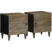 vidaXL Nachtkastjes 2 st 40x33x46 cm massief mangohout lichtgrijs