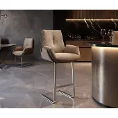 DELIFE Barstoel Clea-Flex materiaalmix Mud vrijstaand vlak RVS pocketvering