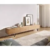 DELIFE Tv-meubel Wyatt 220 cm eiken natuur 4 laden V-onderstel metaal zwart