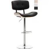 CLP Barkruk Sarnia - met rugleuning - hout - chromen Frame - draaibaar - verstelbaar in hoogte - kunstleer - walnoot/zwart/chroom