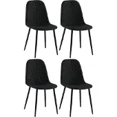CLP Set van 4 stoelen Giverny met sierstiksels, kleur zwart. Materiaal: stof