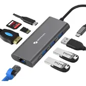 Siltcon Hub 8-in-1 USB-C - HDMI 4K - RJ45 - SD TF - 3x USB 3.0