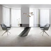 DELIFE Eettafel Edge Boot 240x120 Reliefglas zwart 3D-Design Cono metaal zilver