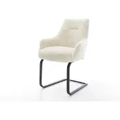 DELIFE Sledemodel Alja-Flex met armleuning pluchen crème-wit sledemodel vlak zwart pocketveer kern