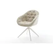 DELIFE Draaistoel Gaio-Flex geweven stof beige kruisframe breed wit 360° draaibaar rocker-functie