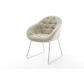 DELIFE Eetkamerstoel Gaio-Flex geweven stof beige slipframe roestvrij staal