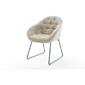 DELIFE Eetkamerstoel Gaio-Flex geweven stof beige slipframe zwart