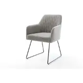 DELIFE Eetkamerstoel Greg-Flex zachte stof met structuur grijs slipframe zwart pocketveer kern
