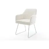DELIFE Eetkamerstoel Greg-Flex bouclé zacht beige slipframe roestvrij staal pocketveer kern