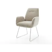 DELIFE Eetkamerstoel Zoa-Flex geweven stof beige slipframe roestvrij staal pocketveer kern