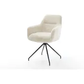 DELIFE Eetkamerstoel Pejo-Flex pluchen crème-wit kruisframe conisch zwart pocketveer kern