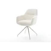 DELIFE Eetkamerstoel Pejo-Flex bouclé zacht beige kruisframe conisch roestvrij staal pocketveer kern