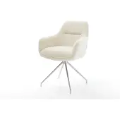 DELIFE Eetkamerstoel Pejo-Flex teddy beige kruisframe conisch roestvrij staal pocketveer kern
