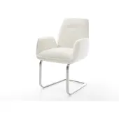 DELIFE Sledemodel Zoa-Flex bouclé zacht beige sledemodel vlak roestvrij staal pocketveer kern