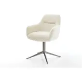 DELIFE Draaistoel Pejo-Flex teddy beige kruispoot grafiet 360° draaibaar rocker-functie pocketveer kern