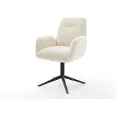 DELIFE Draaistoel Zoa-Flex teddy beige kruispoot zwart 360° draaibaar rocker-functie pocketveer kern