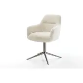DELIFE Draaistoel Pejo-Flex pluchen crème-wit kruispoot grafiet 360° draaibaar rocker-functie pocketveer kern