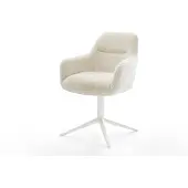 DELIFE Draaistoel Pejo-Flex pluchen crème-wit kruispoot wit 360° draaibaar rocker-functie pocketveer kern