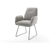 DELIFE Eetkamerstoel Zoa-Flex zachte stof met structuur grijs slipframe zwart pocketveer kern