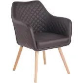 CLP Essstoel Gent, bekleding van kunstleer met comfortabele vulling in de zitting, rugleuning en armleuningen, donkerbruin. Frame: naturel