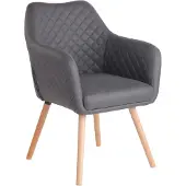 CLP Essstoel Gent, kunstleer met comfortabele bekleding in de zitting, rugleuning en armleuningen, grijs. Frame in natuurlijke kleur