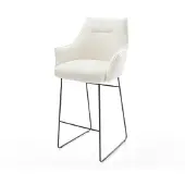 DELIFE Barstoel Alja-Flex Bouclé zacht Beige Sledeonderstel metaal zwart Zwart Pocketvering