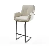 DELIFE Barstoel Clea-Flex Zachte Geweven stof Beige Vrijkantelframe plat metaal Zwart