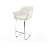 DELIFE Barstoel Yulo-Flex Bouclé zacht Beige Vrijkantelframe plat roestvrij staal Zilver