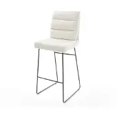 DELIFE Barstoel Pela-Flex Bouclé zacht Beige Sledeonderstel metaal zwart Zwart
