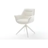 DELIFE Draaistoel Kaira-Flex bouclé zacht beige kruisframe breed wit 360° draaibaar rocker-functie