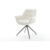 DELIFE Eetkamerstoel Kaira-Flex bouclé zacht beige kruisframe conisch zwart