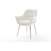 DELIFE Eetkamerstoel Kaira-Flex bouclé zacht beige 4-poot conisch roestvrij staal