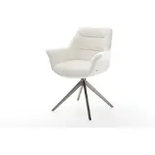 DELIFE Draaistoel Kaira-Flex bouclé zacht beige kruisframe breed grafiet 360° draaibaar rocker-functie