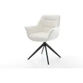 DELIFE Draaistoel Kaira-Flex bouclé zacht beige kruisframe breed zwart 360° draaibaar rocker-functie