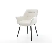 DELIFE Eetkamerstoel Kaira-Flex bouclé zacht beige 4-poot conisch zwart