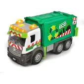 Dickie Toys Toys Actievrachtwagen, vuilniswagen, inclusief afvalcontainer, geluidseffecten en waarschuwingslicht, geschikt voor kinderen vanaf 3 jaar, groen/wit