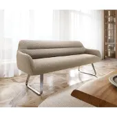 DELIFE Eetkamerbank Taya-Flex 200 cm bouclé mud platte sledebasis roestvrij staal pocketvering
