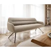 DELIFE Eetkamerbank Taya-Flex 200 cm bouclé mud hoekig kruisframe grafiet pocketvering