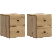 vidaXL Muurbevestigde Nachttafel 2 st Artisanaal eiken