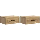 vidaXL Muurbevestigde Nachttafel 2 st Artisanaal eiken