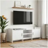 vidaXL TV Kast 130 x 33 x 47 cm Wit Bewerkt hout