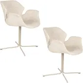 Zuiver Nikki Eetkamerstoelen Armleuning Beige - Set van 2