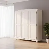 Dmora Calosso - Kledingkast 3 Deuren, 150x56 cm Wit, Kapstok