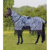 Waldhausen ZEBRA VLIEGENUITRIJDEKEN MET FRANJES Zwart-wit
