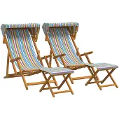 vidaXL Ligstoel 4 pcs 3 Positie massief eucalyptushout Meerkleurig