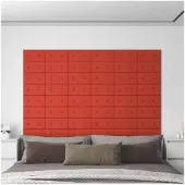 vidaXL Wand Hoofdbord 12 st Rood Kunstleer