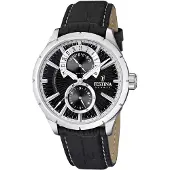 Festina Multifunctioneel horloge Retro Horloge, quartz, herenhorloge, leren band, datum