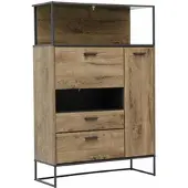 Wohn-Concept Manhattan highboard houtmateriaal/metaal Haveleiche cognac/grafiet
