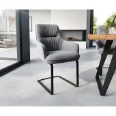 DELIFE Sledemodel Zelia-Flex met armleuning structuurstof lichtgrijs sledemodel vlak zwart pocketveer kern