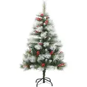vidaXL Kunstkerstboom met scharnieren dennenappels en bessen 120 cm